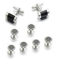 Boutons de manchette, laiton, Placage de couleur argentée, 8 pièces & pour homme, protéger l'environnement, sans nickel, plomb et cadmium, 17x11mm,10mm, Vendu par fixé