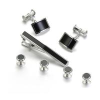 Stropdas clip, Messing, stropdas clip & manchetknoop, silver plated, 7 stuks & voor de mens, nikkel, lood en cadmium vrij, 60x8mm,20x13mm,10mm, Verkocht door Stel