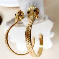 Titanium Steel  Earring Snake Vacuum Ion Plating fashion jewelry & for woman & with rhinestone golden nickel lead & cadmium free Sold By Pair