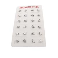 304 rustfrit stål Stud Earring Set, mode smykker & for kvinde, oprindelige farve, 5x7.50x8mm, 12par/Lot, Solgt af Lot