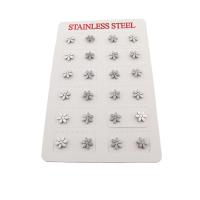 Acier inoxydable 304 Stud Set, Pétales, bijoux de mode & pour femme, couleur originale, 9x9x12mm, 12pairescouple/lot, Vendu par lot