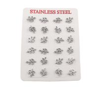 304 Stainless Steel Stud náušnice Set, módní šperky & pro ženy, Původní barva, 13x9x13mm, 12páry/Lot, Prodáno By Lot