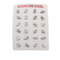 304 acciaio inox Stud orecchino Set, gioielli di moda & per la donna, colore originale, 7x9.50x13mm, 12Pairspaio/lotto, Venduto da lotto