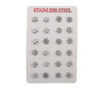 304 acciaio inox Stud orecchino Set, Petali, gioielli di moda & per la donna, colore originale, 7x7x13mm, 12Pairspaio/lotto, Venduto da lotto