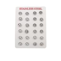 Acier inoxydable 304 Stud Set, bijoux de mode & pour femme, couleur originale, 9x9x13mm, 12pairescouple/lot, Vendu par lot