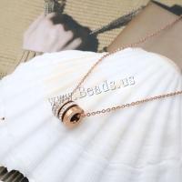 Stainless Steel Jewelry Necklace 304 Stainless Steel with 5CM extender chain plated fashion jewelry & for woman & with rhinestone rose gold color Length Approx 39 cm Sold By PC