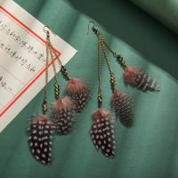 Zinc Alloy Drop Earrings with Feather plated fashion jewelry & for woman nickel lead & cadmium free 15CM Sold By Pair