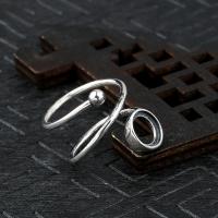 925 Sterling Silver Ring Finger Περιβάλλον, επιχρυσωμένο, Ρυθμιζόμενο & DIY, το χρώμα της πλατίνας, 8x8mm, Sold Με PC