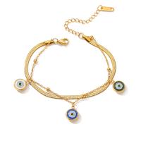 Evil Eye sieraden Armband, Messing, plated, micro pave zirconia & voor vrouw, gouden, Verkocht door PC