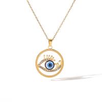 Evil Eye Schmuck Halskette, Titanstahl, mit Verlängerungskettchen von 5CM, plattiert, verschiedene Stile für Wahl & Micro pave Zirkonia & für Frau, Goldfarbe, Länge ca. 40 cm, verkauft von PC