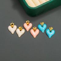 Pendientes de Gota en Latón, metal, Corazón, chapado en color dorado, Vintage & Joyería & para mujer & esmalte, más colores para la opción, libre de níquel, plomo & cadmio, 18x25mm, Vendido por Par