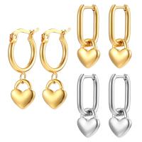 Huggie hoepel Drop Earrings, 304 roestvrij staal, Hart, Galvanische beplating, mode sieraden & verschillende stijlen voor de keuze & voor vrouw, meer kleuren voor de keuze, Verkocht door pair