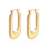 Mens acier inoxydable Hoop boucles d'oreilles, Acier inoxydable 304, rectangle, Placage galvanique, bijoux de mode & pour femme, plus de couleurs à choisir, 20x32mm, Vendu par paire