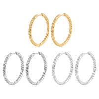 Mens acier inoxydable Hoop boucles d'oreilles, Acier inoxydable 304, beignet, Placage galvanique, bijoux de mode & pour femme, plus de couleurs à choisir, 30x30mm, Vendu par paire