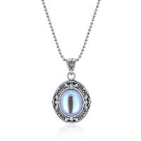 Collier en laiton, avec Moonstone, avec 1.97inch chaînes de rallonge, Placage, bijoux de mode & pour femme, protéger l'environnement, sans nickel, plomb et cadmium, 18x30mm, Longueur Environ 17.72 pouce, Vendu par PC