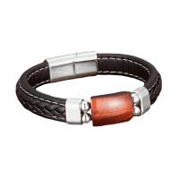 PU Leather Cord Bracelets with Gemstone & 304 Stainless Steel plated Unisex Length Approx 21 cm Sold By PC