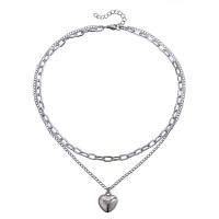 lega in zinco collana, with 1.9inch extender chain, Cuore, placcato color platino, Doppio strato & per la donna, Lunghezza Appross. 16.9 pollice, Venduto da PC