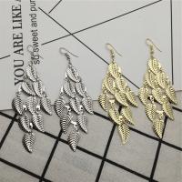 Zinc Alloy Drop Earring Leaf plated fashion jewelry & for woman nickel lead & cadmium free 50-80mm Sold By Pair