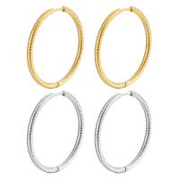 Mens acier inoxydable Hoop boucles d'oreilles, Acier inoxydable 304, beignet, bijoux de mode & pour femme, plus de couleurs à choisir, 37x37mm, Vendu par paire