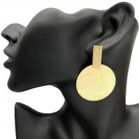 Zinc Alloy Drop Earring, Rond plat, gold plated, mode sieraden & voor vrouw & frosted, nikkel, lood en cadmium vrij, 50-80mm, Verkocht door pair