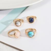 Zinc Alloy Finger Ring with Natural Stone plated fashion jewelry & for woman nickel lead & cadmium free Sold By PC