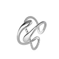 925 Sterling Zilver Manchet Finger Ring, geplatineerd, verstelbaar & voor vrouw & hol, 11mm, Verkocht door PC