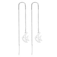 925 Sterling Silver Snáithe Trí Earrings, Éisc, platanam plátáilte, jewelry faisin & do bhean & log, 7x100mm, Díolta De réir Péire