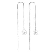 925 Sterling Silver Thread Μέσω Σκουλαρίκια, Σελήνη και Star, επιπλατινωμένα, κοσμήματα μόδας & για τη γυναίκα, 8x100mm, Sold Με Ζεύγος