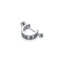 925 Sterling Silver Piercing auskarai, įvairių stilių pasirinkimas & moters & su Kalnų krištolas & tuščiaviduris, 10mm, Pardavė PC