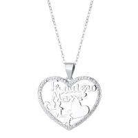 Circón cúbico micr3ofono pavimenta collar de plata esterlina, Plata de ley 925, con 1.18inch extender cadena, Corazón, Joyería & diferentes estilos para la opción & micro arcilla de zirconia cúbica & para mujer, libre de níquel, plomo & cadmio, longitud aproximado 16.53 Inch, Vendido por UD