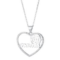 Circón cúbico micr3ofono pavimenta collar de plata esterlina, Plata de ley 925, con 1.18inch extender cadena, Corazón, Joyería & diferentes estilos para la opción & micro arcilla de zirconia cúbica & para mujer, libre de níquel, plomo & cadmio, 24x22.5mm, longitud aproximado 16.53 Inch, Vendido por UD