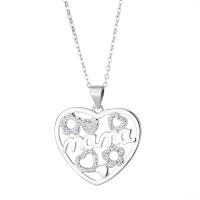 Circón cúbico micr3ofono pavimenta collar de plata esterlina, Plata de ley 925, con 1.18inch extender cadena, Corazón, Joyería & diferentes estilos para la opción & micro arcilla de zirconia cúbica & para mujer, libre de níquel, plomo & cadmio, 24.5x22mm, longitud aproximado 16.53 Inch, Vendido por UD