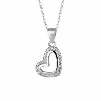 Circón cúbico micr3ofono pavimenta collar de plata esterlina, Plata de ley 925, con 1.18inch extender cadena, Corazón, Joyería & diferentes estilos para la opción & micro arcilla de zirconia cúbica & para mujer, libre de níquel, plomo & cadmio, 11.3x19.4mm, longitud aproximado 16.53 Inch, Vendido por UD