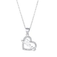 Circón cúbico micr3ofono pavimenta collar de plata esterlina, Plata de ley 925, con 1.18inch extender cadena, Corazón, Joyería & diferentes estilos para la opción & micro arcilla de zirconia cúbica & para mujer, libre de níquel, plomo & cadmio, 15x17mm, longitud aproximado 16.53 Inch, Vendido por UD