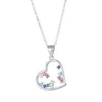 Circón cúbico micr3ofono pavimenta collar de plata esterlina, Plata de ley 925, con 1.18inch extender cadena, Corazón, Joyería & diferentes estilos para la opción & micro arcilla de zirconia cúbica & para mujer, libre de níquel, plomo & cadmio, 16x16mm, longitud aproximado 16.53 Inch, Vendido por UD