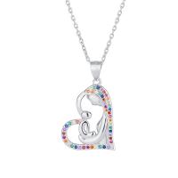 Circón cúbico micr3ofono pavimenta collar de plata esterlina, Plata de ley 925, con 1.18inch extender cadena, Corazón, Joyería & diferentes estilos para la opción & micro arcilla de zirconia cúbica & para mujer, libre de níquel, plomo & cadmio, 17.5x21.5mm, longitud aproximado 16.53 Inch, Vendido por UD