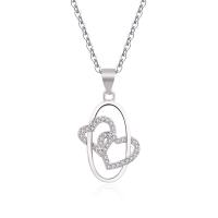 Circón cúbico micr3ofono pavimenta collar de plata esterlina, Plata de ley 925, con 1.18inch extender cadena, Joyería & diferentes estilos para la opción & micro arcilla de zirconia cúbica & para mujer, libre de níquel, plomo & cadmio, 15x22mm, longitud aproximado 16.53 Inch, Vendido por UD