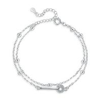 Pulseras de latón, metal, Doble capa & micro arcilla de zirconia cúbica & para mujer, libre de níquel, plomo & cadmio, Vendido para aproximado 7.48 Inch Sarta