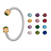 Bracelet d'acier titane, styles différents pour le choix & pavé de micro zircon & pour femme & avec strass, plus de couleurs à choisir, Diamètre intérieur:Environ 60mm, Vendu par PC