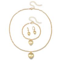 Zinc Alloy Jewelry Sets bracelet & earring & necklace Heart gold color plated three pieces & fashion jewelry & for woman golden nickel lead & cadmium free Sold By Set