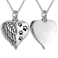 304 Stainless Steel Cinerary Casket Necklace Heart Unisex original color Length Approx 45 cm Sold By PC