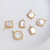 Brass Jewelry Pendants with Pearl Oyster real gold plated DIY gold Sold By PC