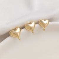 Brass Earring Stud Component Heart real gold plated DIY gold 10mm Sold By Pair