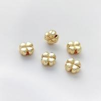 Messing Spacer Kralen, Four Leaf Clover, echt goud verguld, DIY, gouden, 8x4mm, Ca 10pC's/Lot, Verkocht door Lot