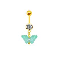 Rustfrit stål Belly Ring, 316L Stainless Steel, mode smykker & Unisex & med rhinestone, flere farver til valg, nikkel, bly & cadmium fri, Solgt af PC