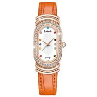 Læder Watch Bracelet, med Glas & 304 rustfrit stål & Zinc Alloy, forgyldt, Livsbestandig & for kvinde & med rhinestone, flere farver til valg, 170x16mm, 21x35x10mm, Solgt af PC