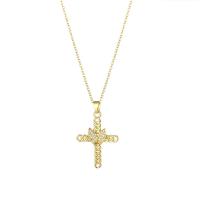 Tíotáiniam Cruach muince, Cruach Tíotáiniam, Cross, jewelry faisin & micrea réiteach zirconia ciúbach & do bhean, órga, Díolta Per Thart 15.75 Inse Snáithe