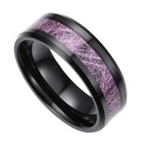 Acier de tungstène bague, bijoux de mode & unisexe & normes différentes pour le choix, noire, 8.03x2.40mm, Vendu par PC