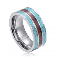 Acier de tungstène bague, avec turquoise, bijoux de mode & unisexe & normes différentes pour le choix, 8.03x2.40mm, Vendu par PC