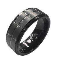 Acier de tungstène bague, bijoux de mode & normes différentes pour le choix & pour homme, noire, 8.03x2.40mm, Vendu par PC